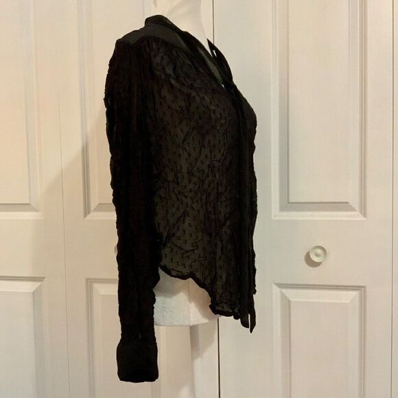 Urban Outfitters Kimchi Blue Black Sheer Tie Neckline Top Size Medium New - Picture 7 of 9